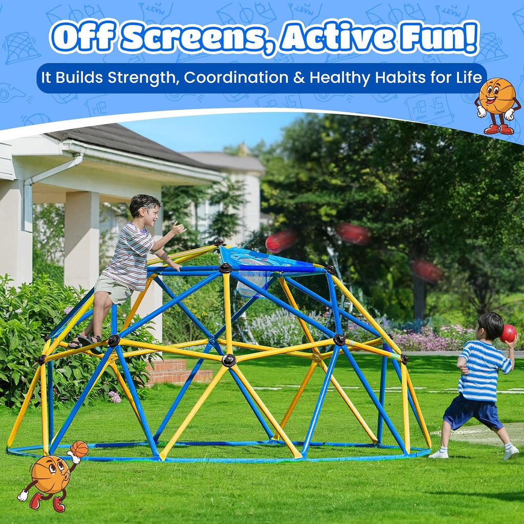 10FT Climbing Dome, Outdoor Jungle Gym for Kids with Climbing Grip - Geometric Dome Climber Outdoor Playset and Easy