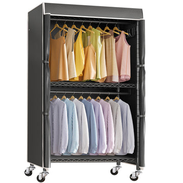 R2C Medium Portable Closets for Hanging Clothes Covered Garment Rack