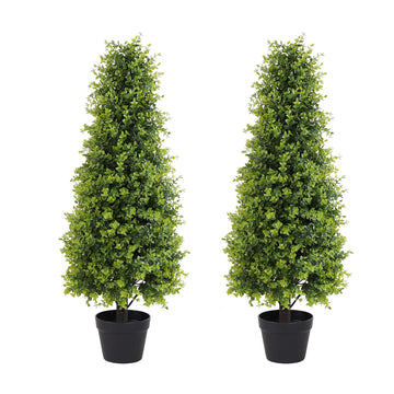 3ft Artificial Boxwood Topiary Trees for Outdoor Set of 2
