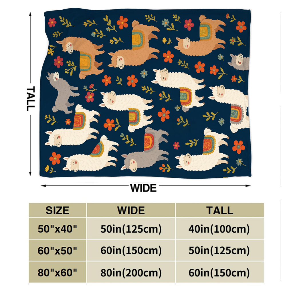Llama Blanket, Alpaca Throw Blanket, Flower Gifts Blankets Stuff Fleece Flannel Plush for Girls Women Men Boys Lovers