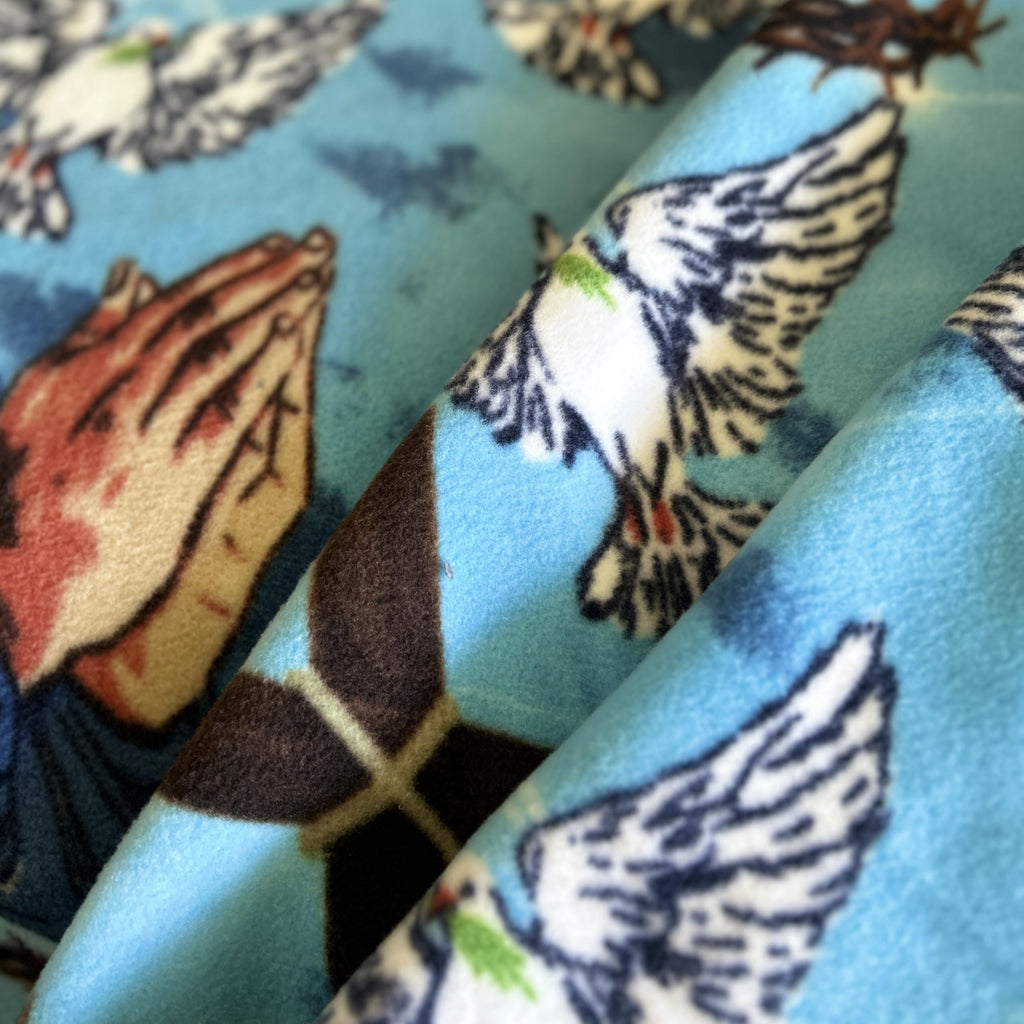 Holy Prayers for Peace Anti-Pill Premium Fleece Fabric By The Yard