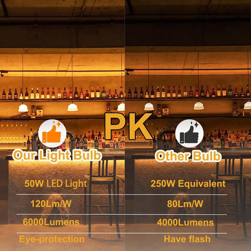 50W LED Corn Light Bulb 6000 Lumen Led Corn Bulb Super Bright 3000K Warm White E26/E27 Base LED Light Bulb Garage