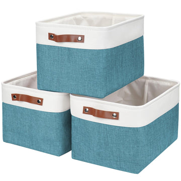 Storage Bins Large Fabric Storage Baskets for Shelves 3 Pack, Decorative Linen Closet Baskets with Handles for