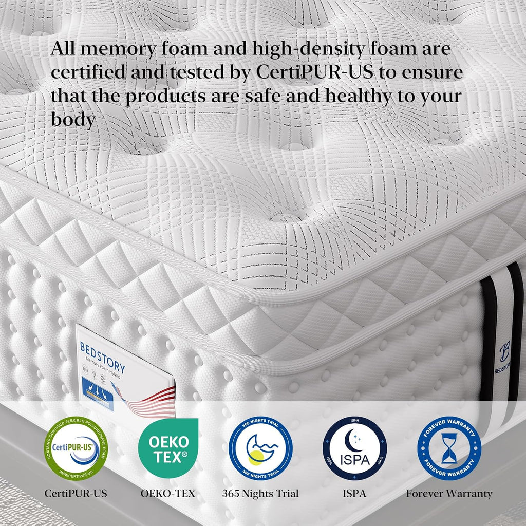 Medium Firm King Size Mattress 14 Inch, Hybrid Mattress in a Box for Zoned Pressure and Pain Relief, Signature