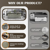 51 Inch Outdoor Fire Pit Table, 50,000BTU Rectangle Propane Fire Pit with Sliding Tank Holder, Glass Wind Guard, Dust Cover, Removable Lid, CSA - Image 5