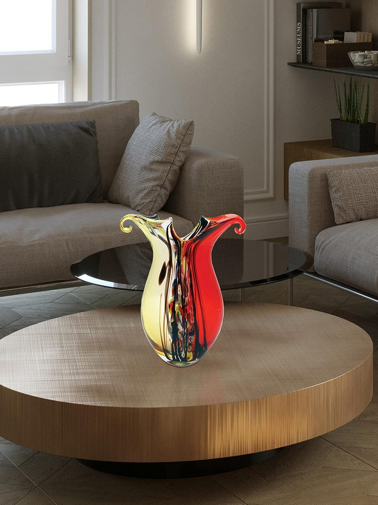 AV20360 Cecile Hand Blown Art Glass Vase, Multicolor