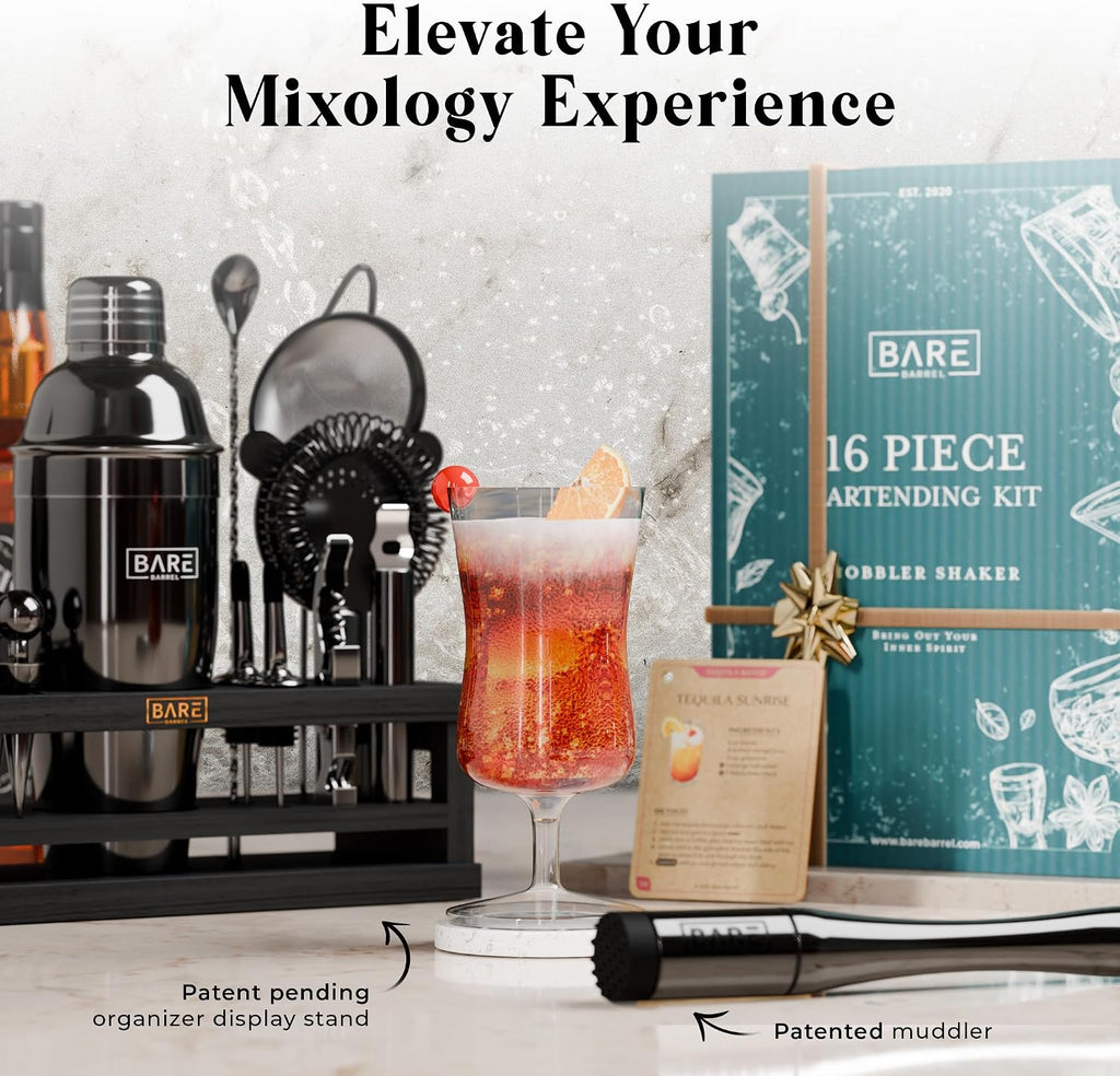Mixology Bartender Kit Bar Set | 16-Piece Cocktail Shaker Set | Martini Barware Mixing Tools Bartending | Incl. 35 - Set of 16