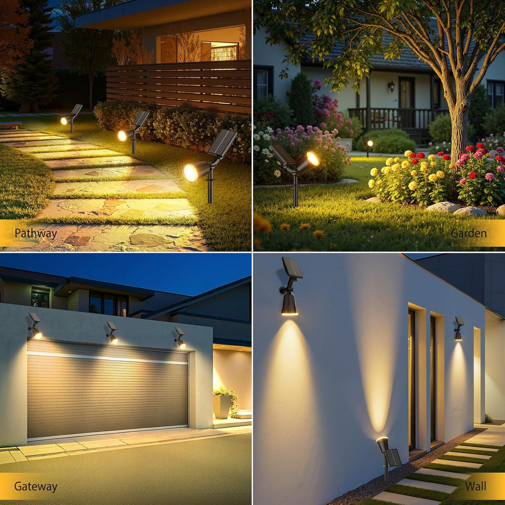 Solar Spot Lights Outdoor Waterproof: 1000LM Big Adjustable Spotlight - 2-in-1 15Hrs+ Long Lasting Spot Light - Solar