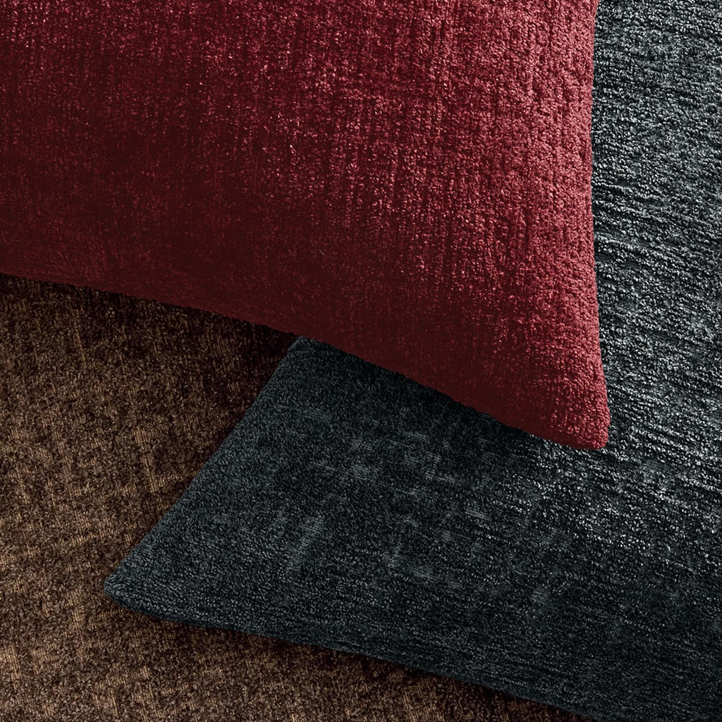 Christmas Couch Pillow Covers Textured Chenille 20x20 Burgundy - Set of 2