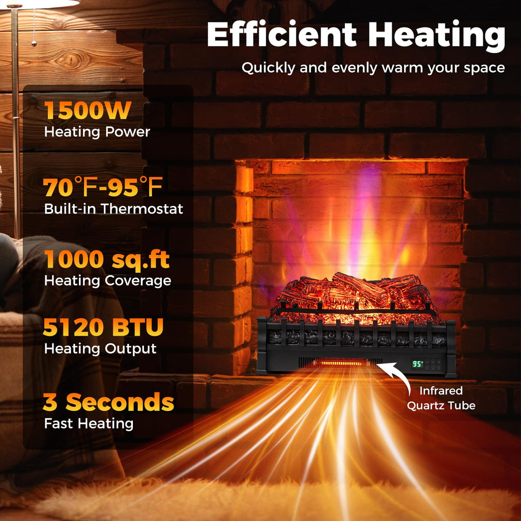 Electric Fireplace Insert Pinewood Log Set (26" WiFi)