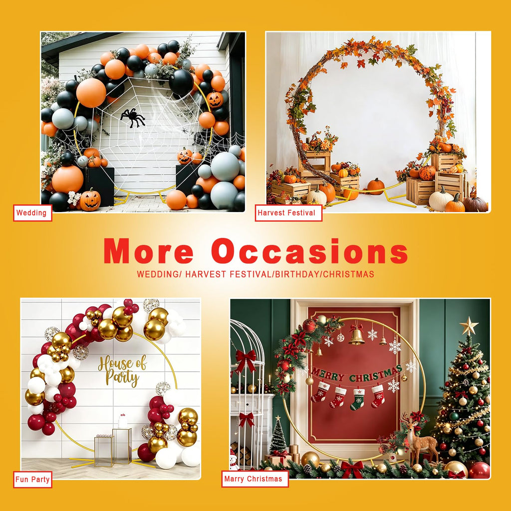 Round Golden Metal Balloon Arch Kit (6.7FT), Wedding Circle Backdrop Stand Frame for Birthday Party, Bridal Shower