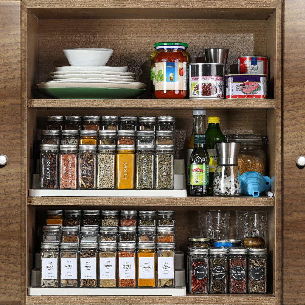 24 Pcs Glass Spice Jars with Bamboo Lids, 4 oz Glass Jars with Minimalist Farmhouse Spice Labels Stickers