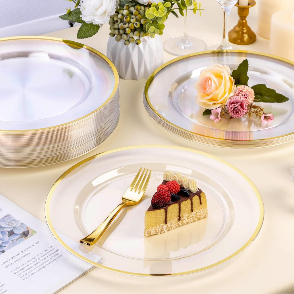 Inch Clear Charger Plates with Gold Rim - Set of 50