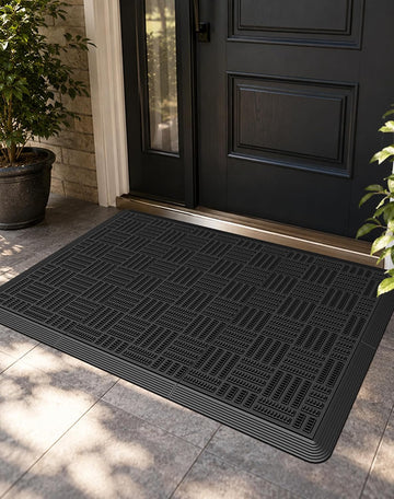 Doormat Outdoor Entrance Rubber Floor Mat 34" X 22.5" Heavy Duty | Interlocking Non-Slip All Weather Mat for Front