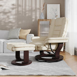 Modern Reclining Swivel Lounge Chair and Ottoman — Beige