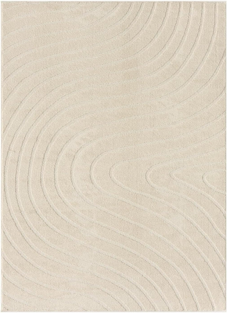 Modern Geometric Wave Cream 8x10 Area Rug