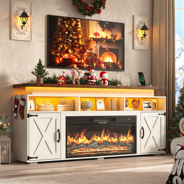 70" w/Power Outlet & LED Lights for 80 In, Antique White