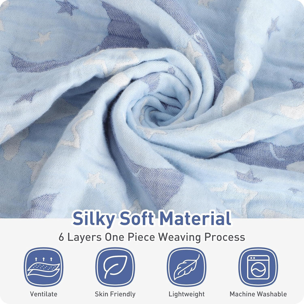 Cotton Muslin Baby Blankets Organic Comforter Reversible Neutral Layer Soft 43.3"x41.3" for Newborn Infant Toddler