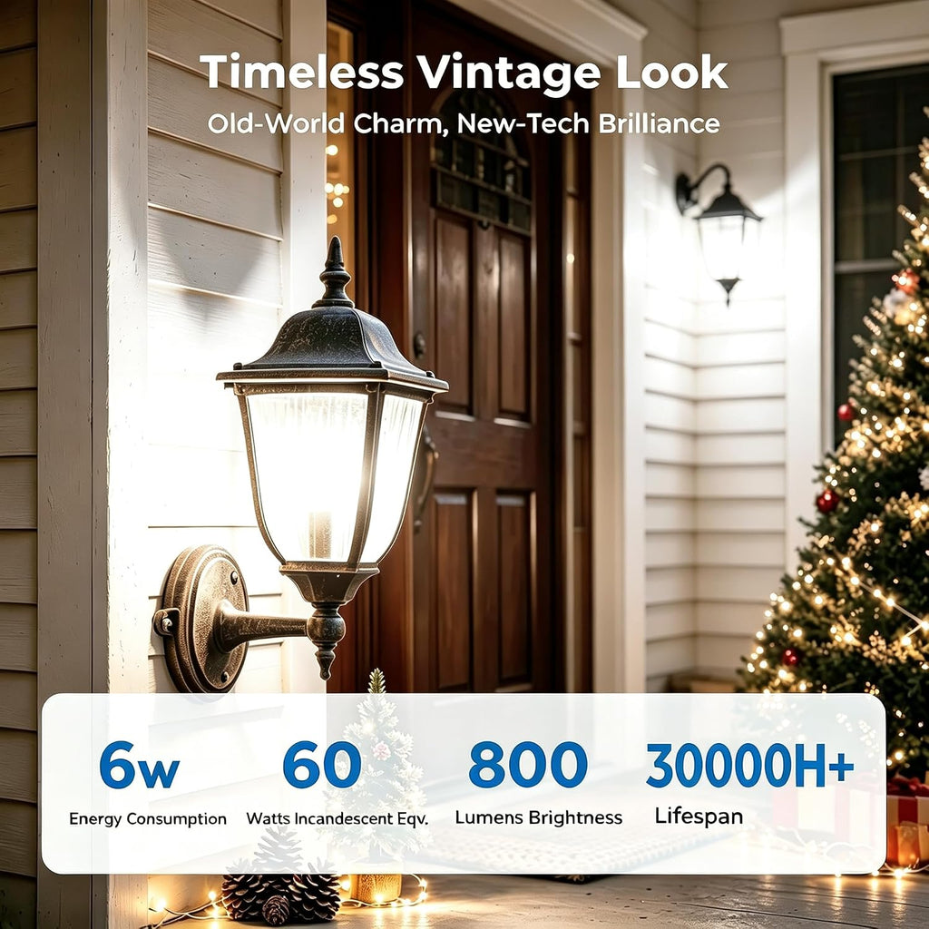 LED Vintage Edison Bulbs 6W, Eq 60W 4000K Cool White 90+CRI E26