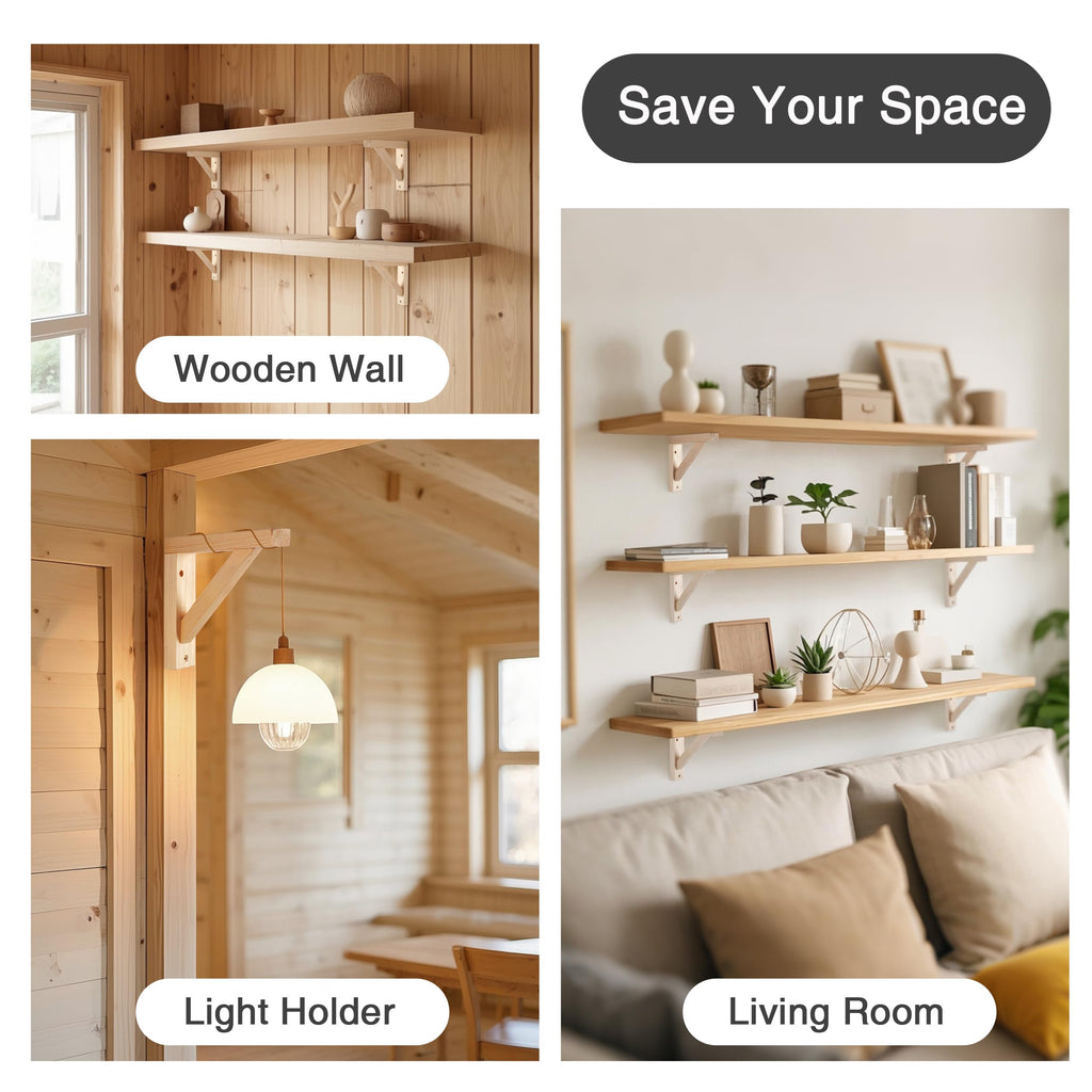 2 Pack Wall Mount Wooden Shelf Brackets Triangle 12.5 Inch
