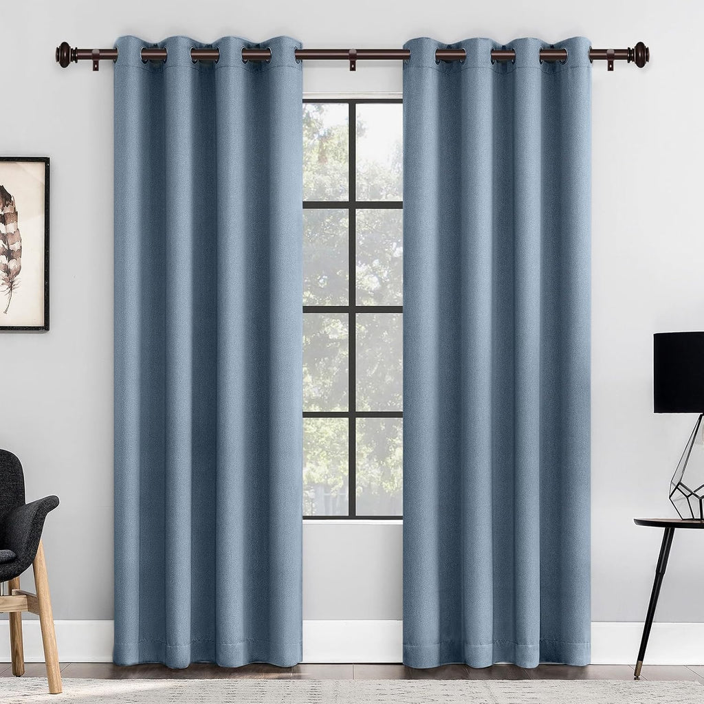 Bronze Curtain Rods for Windows 28 to 48 Inches Adjustable Decorative 1 Inch Diameter Single Window Curtain Rod Set
