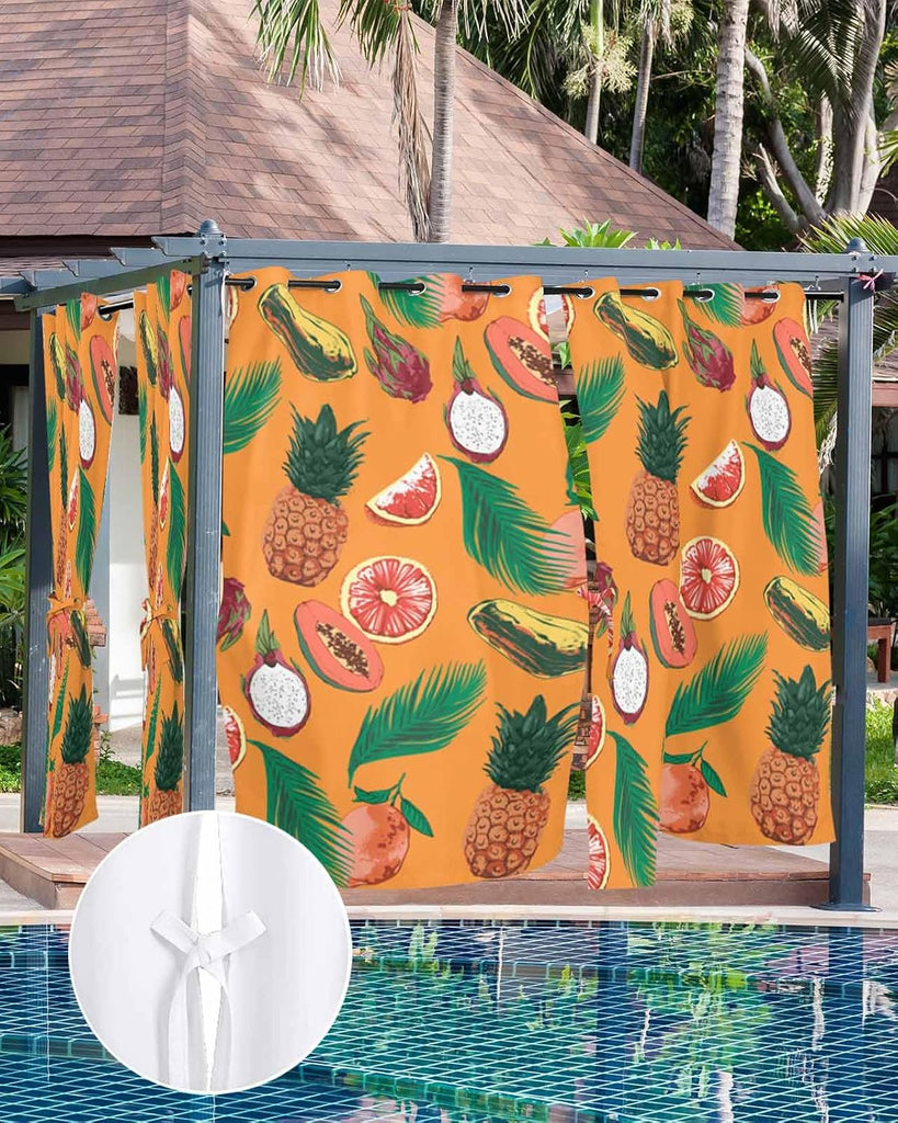 Outdoor Curtains Waterproof, Tropical Privacy Screen Outdoor Front Porch Decor, Grommet Outside Curtains for Porch