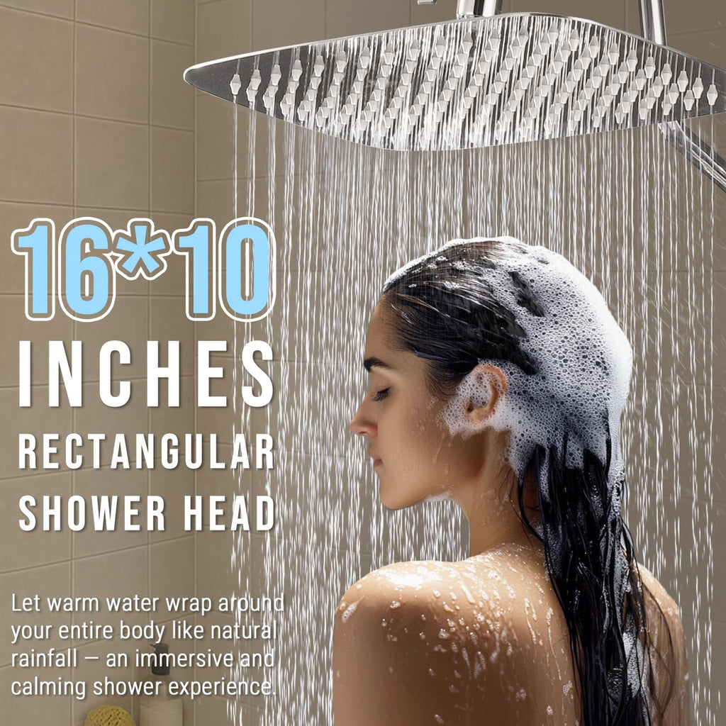All Metal 16 Inch Large Rain Shower Head for Ceiling or Wall