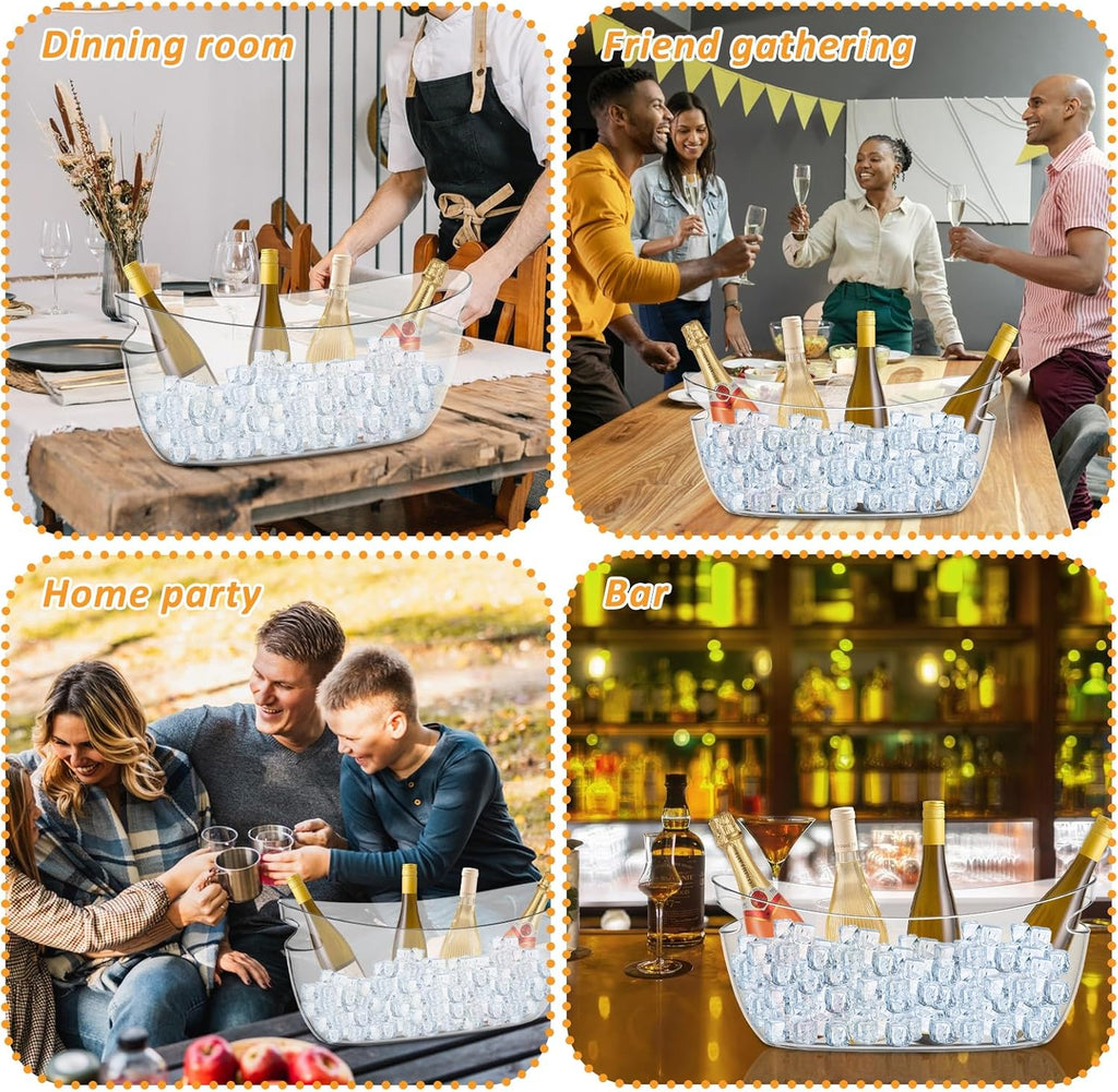 Clear Ice Bucket Set - 5L Ice Buckets for Parties with Ice Bucket Scoop, Champagne Beer Tub Wine Beverage - Set of 2