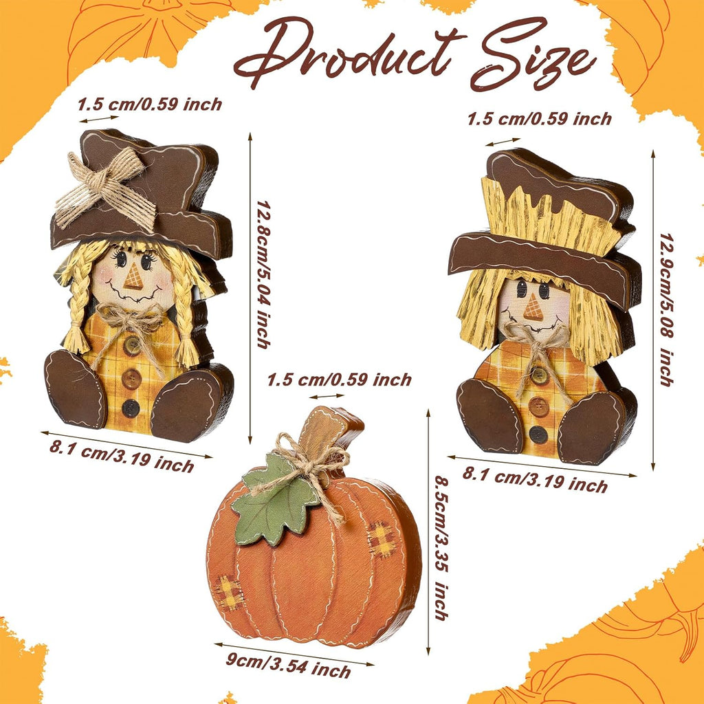 Rustic Fall Scarecrow Decorations Farm Pumpkin Friends Set - Set of 3