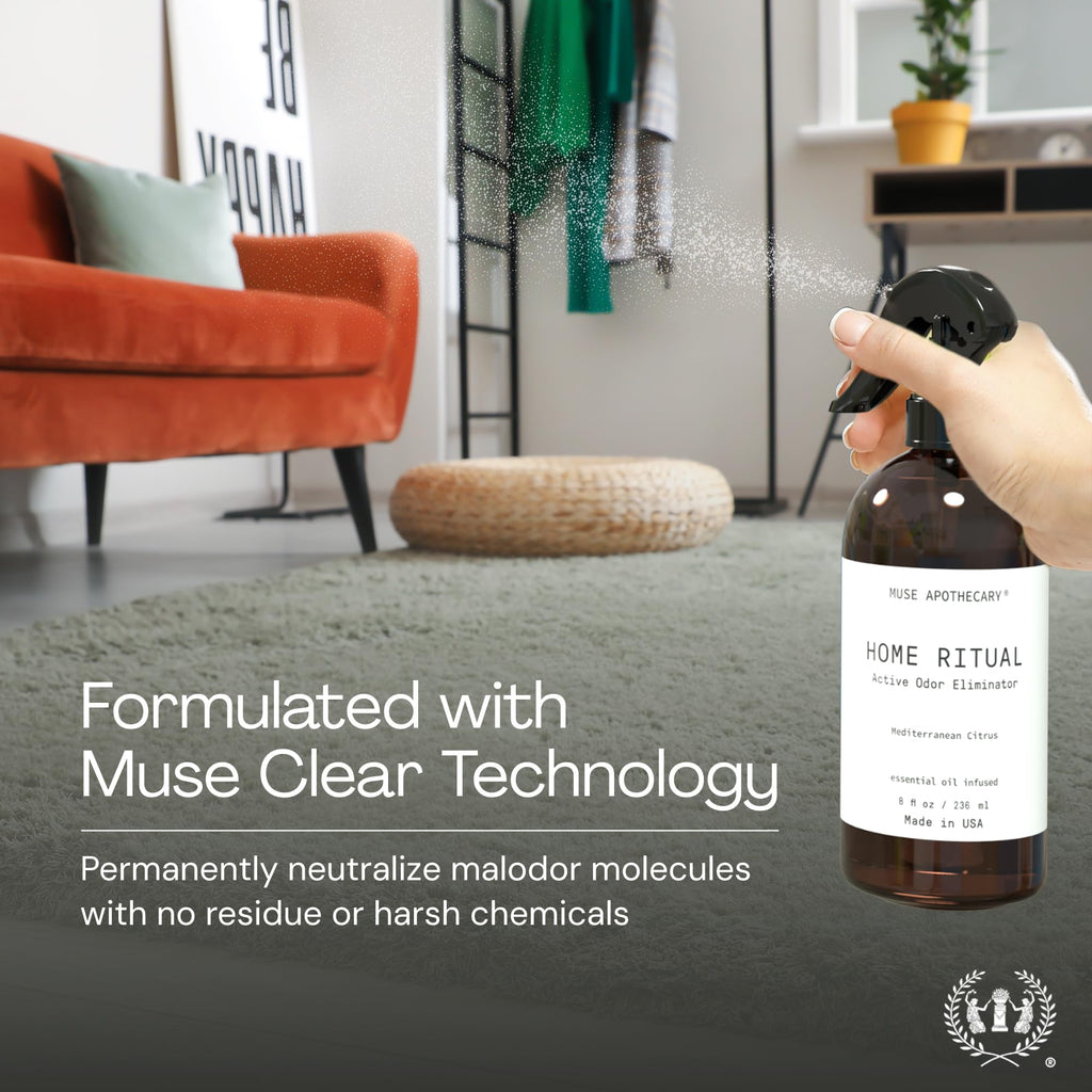 Ritual Active Odor Eliminator Spray - Furniture Deodorizer Spray & Bathroom Odor Eliminator - Essential Oil Air