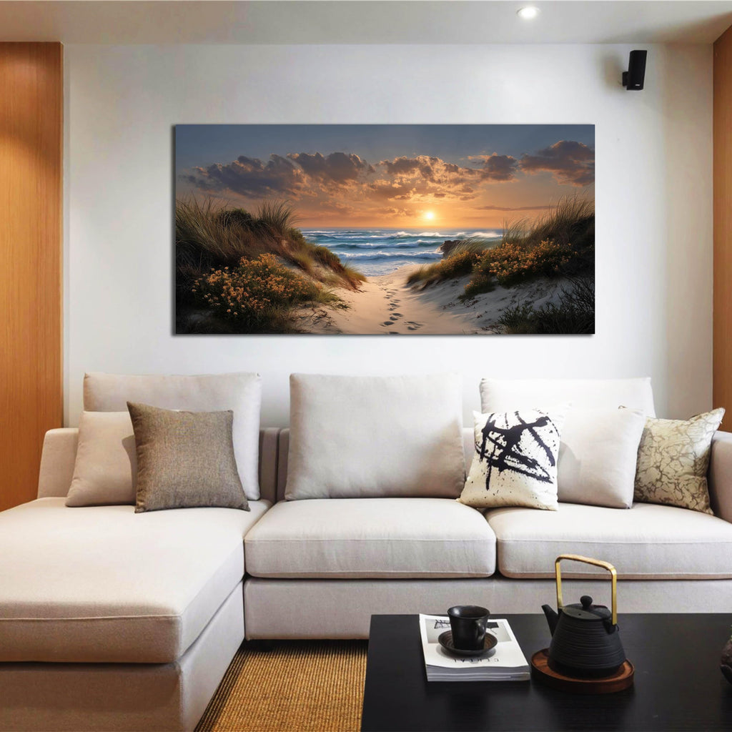 Sunset Canvas Wall Art Brown Picture