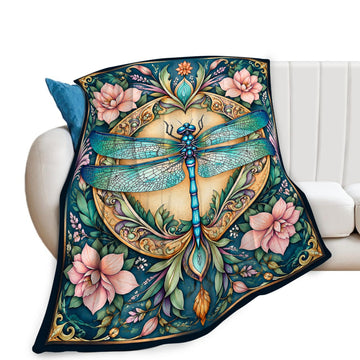 Boho Dragonfly Blankets, Floral Throw Blanket, Dragonfly Gifts, 40"X50"