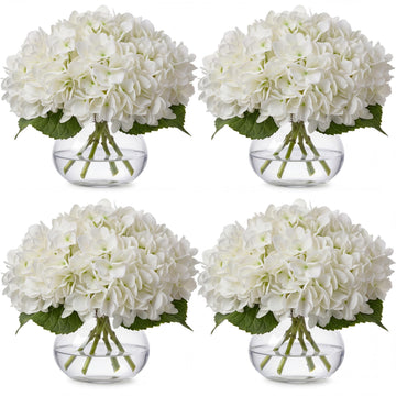 4 Pack Artificial with Vase (White)