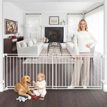 45-80" Extra Wide Baby Gate for Large Openings, Metal Heavy Duty Dog Gate