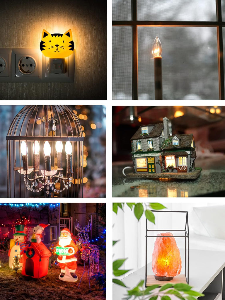 E12 C7 LED Night Light Bulbs, 7W Warm White Candelabra