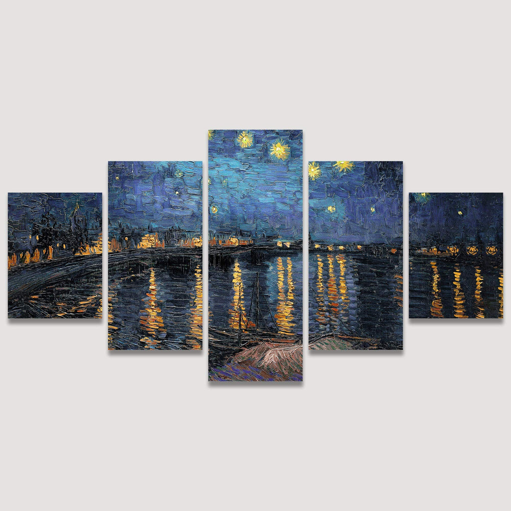 Large Canvas Wall Art Starry Night Over The Rhone by Vincent Van Gogh Abstract Plants Illustrations Impressionism