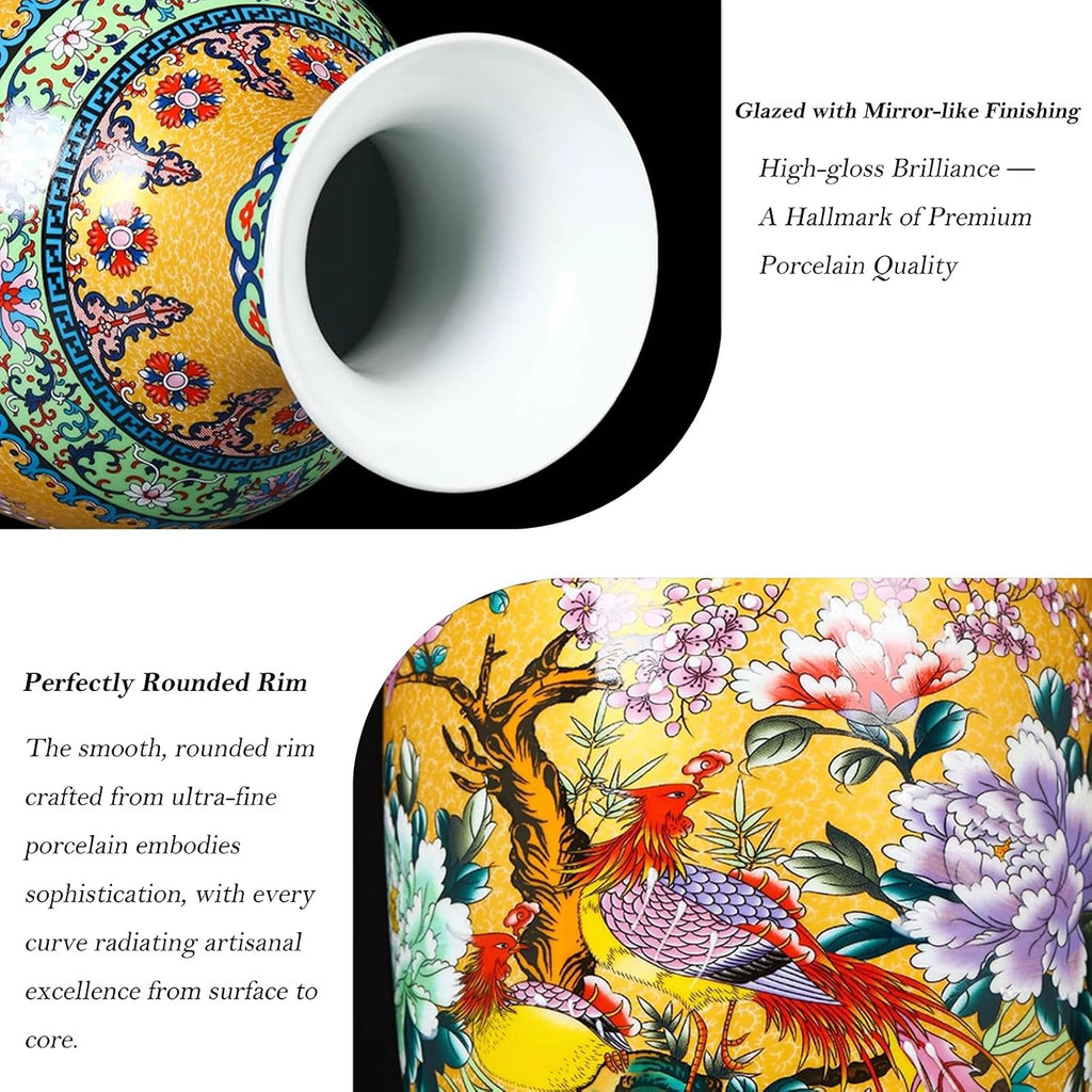 Large Ceramic Vase - 17 Inch Jingdezhen Enamel Modern Luxury Floor Vase , Traditional Home Decor for Flowers, Elegant