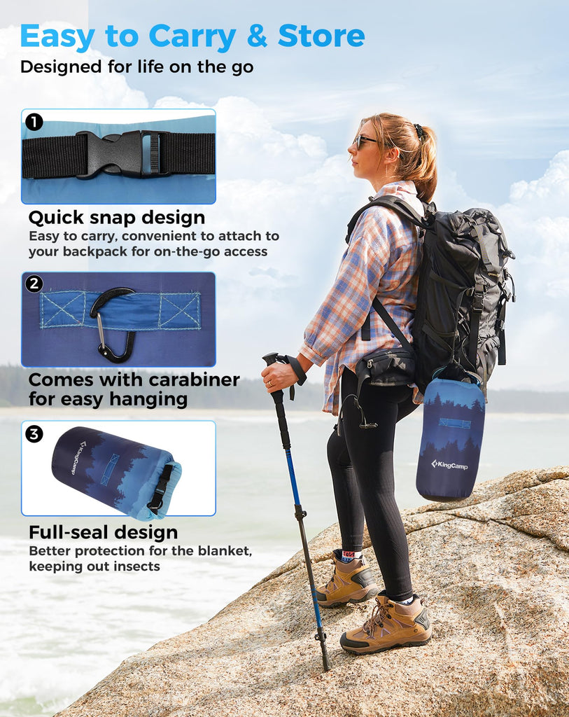 Ultralight Camping Blanket, Wearable Packable Blanket 79x57 Forest