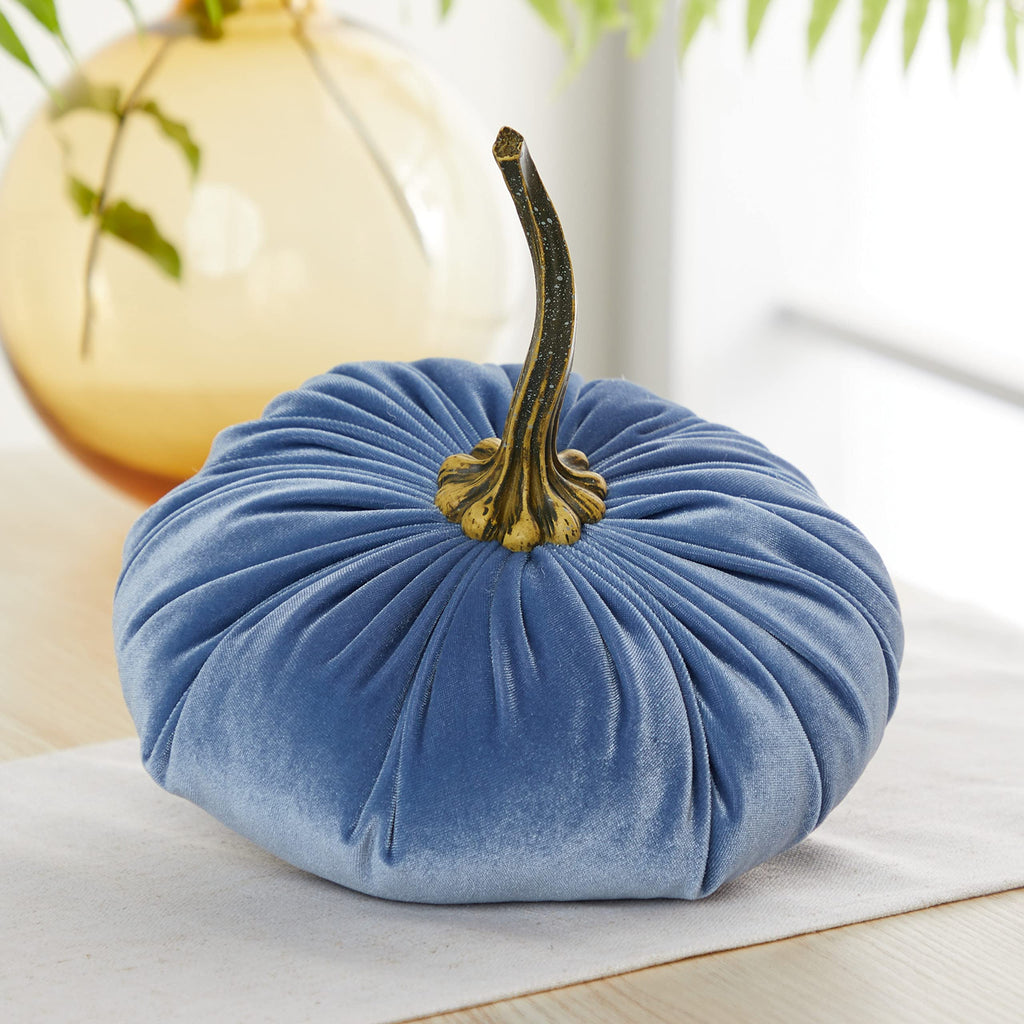 Slate Blue 9 Inch Velvet Pumpkin (Slate Blue)