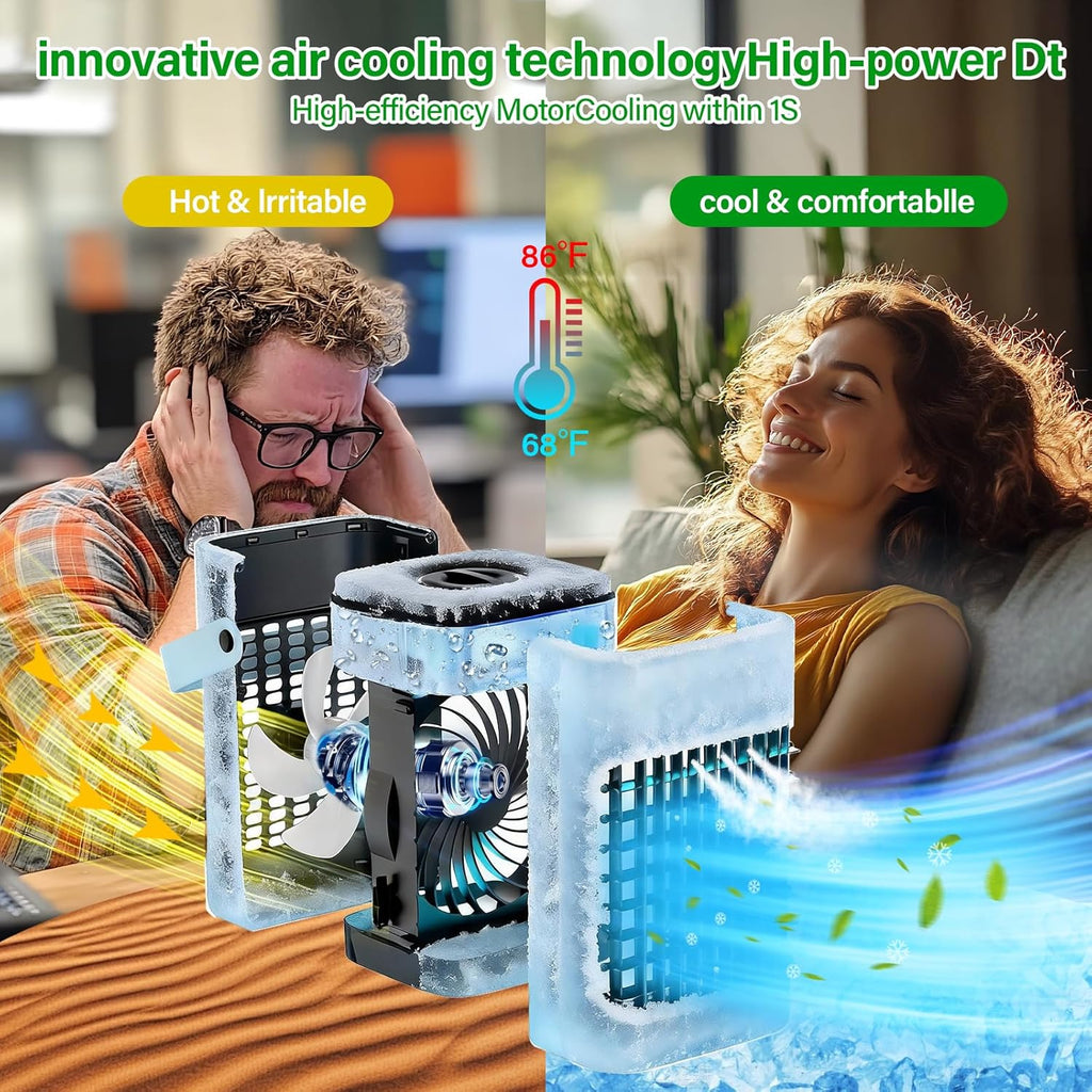 Portable Air Conditioners Cooling Fan, 800ml Mini Air Conditioner Portable AC Unit with 3 Cool Mist & Speeds