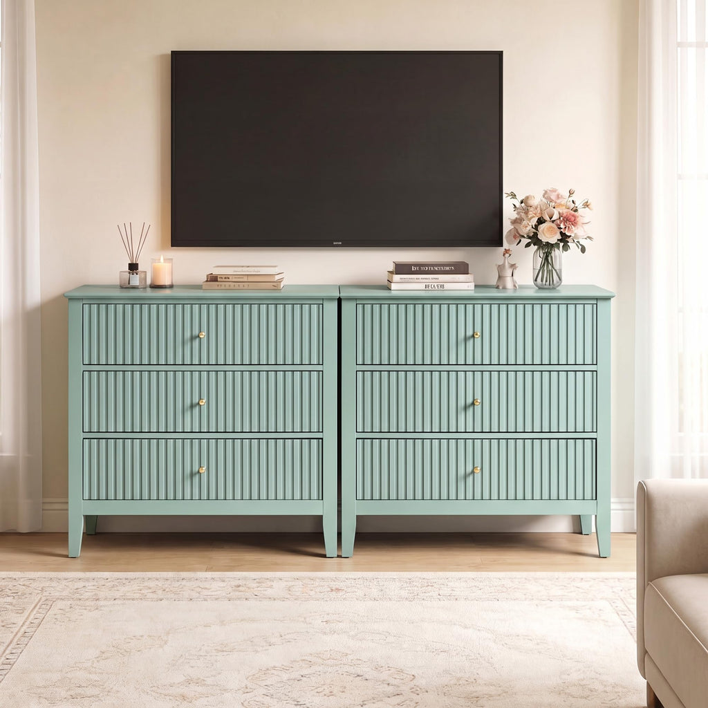 32" Large Nightstand with 3 Spacious Drawers, Wood Bedside Table