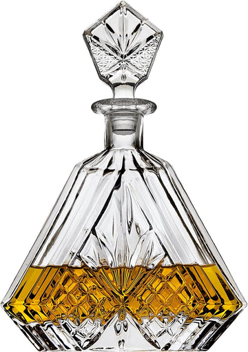 Whiskey Decanter for Liquor Scotch Bourbon or Wine, Irish cut Triangular - 750ml