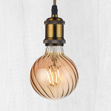 Large Decorative LED Light Bulbs, G30 Amber Glass Diagonal Shape