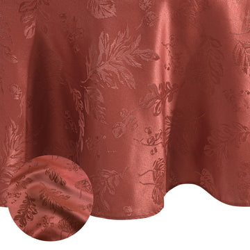 Elegant Woven Leaves Jacquard Damask Tablecloth, Spice - 60" W x 84" L Oval