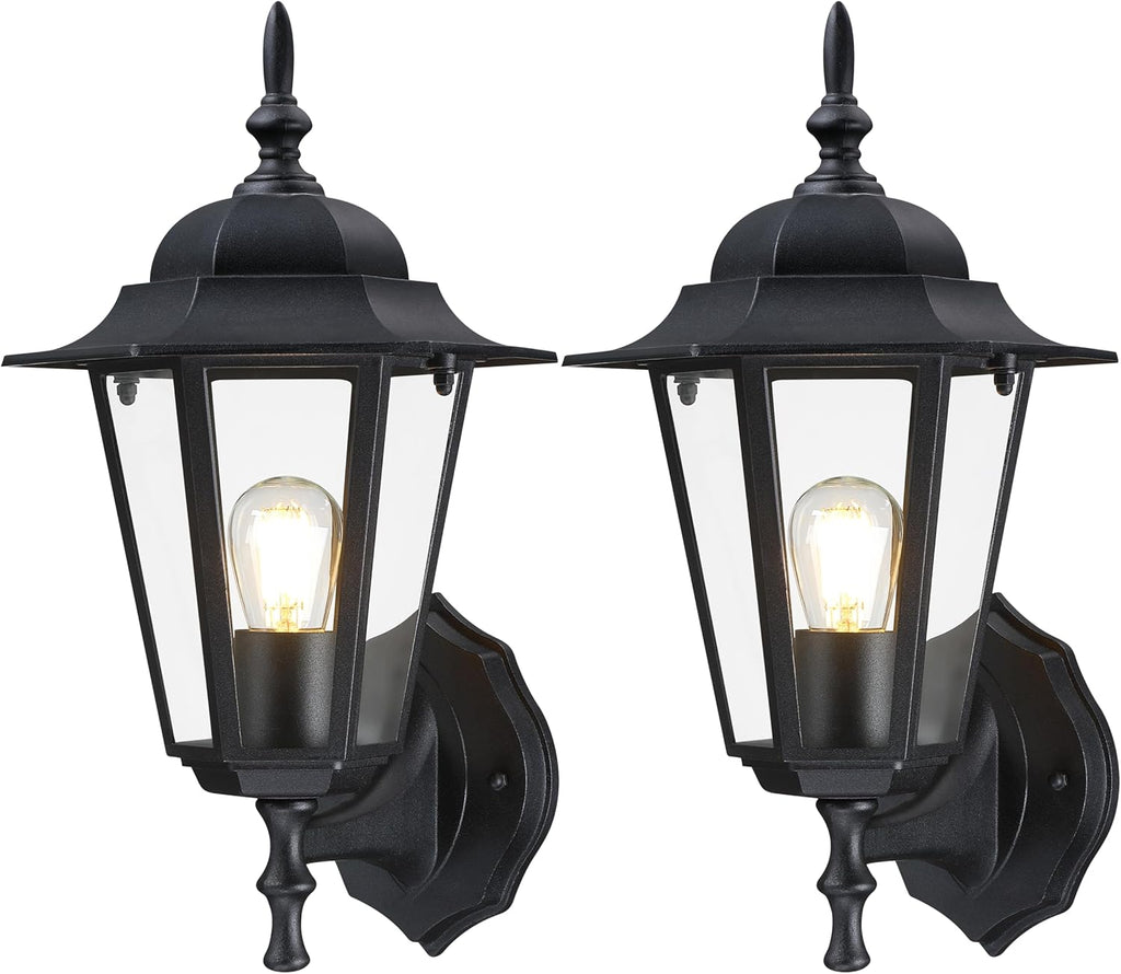 Outdoor Wall Lantern, Wall Sconce as Porch Lighting Fixture with E26 Medium Base, Aluminum Housing Plus Glass
