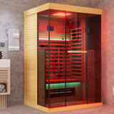 MEISSALIVVE Full Spectrum Infrared Sauna，1-2 Person Home Sauna，Wooden Canadian Hemlock Indoor Spa Sauna with Resonance