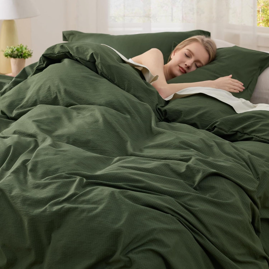 Textured Duvet Cover King - Cotton-Like Polyester Jacquard Duvet Cover Set for All Seasons - 3 Pieces Elevated Dobby