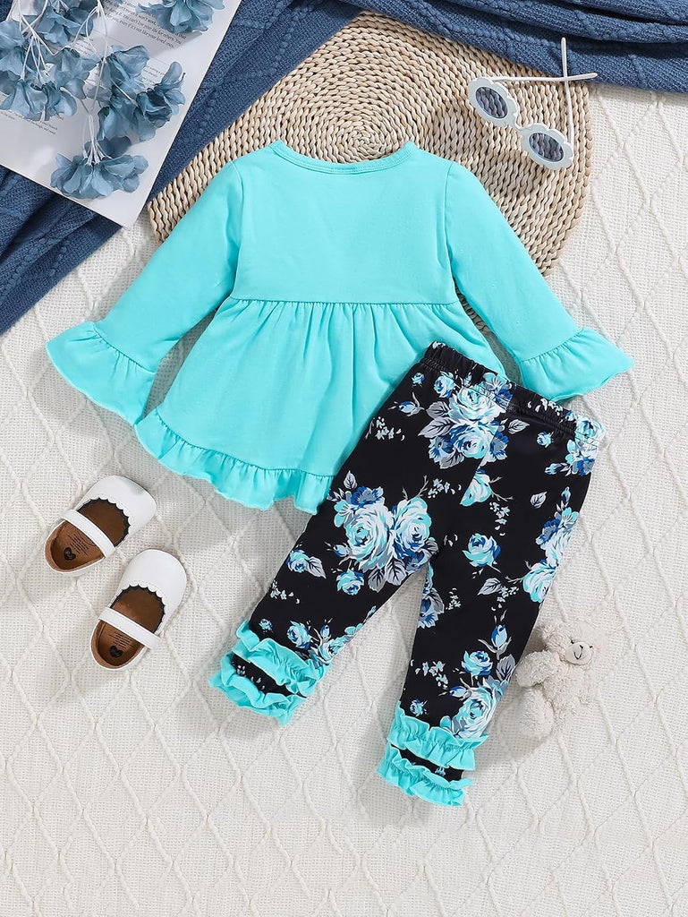 Baby Girl Clothes Infant Toddler Girl Outfit Long Sleeve Shirts Top Rufffle Pants Little Girls Clothes