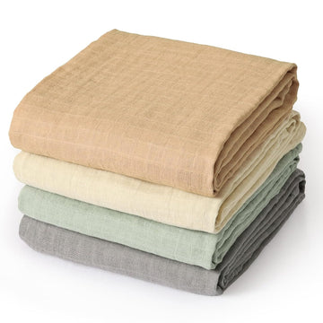 4 Pack Baby Muslin Swaddle Blankets 47" x 47", 100% Cotton Swaddle Wrap for Boys Girls, Ultra Soft Breathable