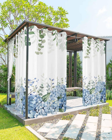 Outdoor Curtains Waterproof, Eucalyptus Leaves Privacy Screen Outdoor Front Porch Decor, Grommet Outside Curtains for